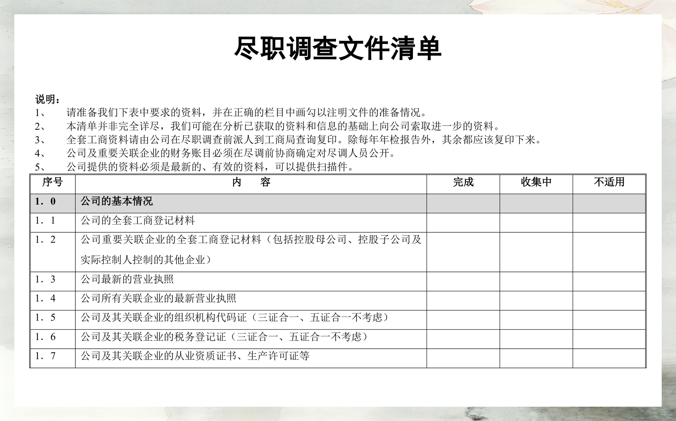尽调清单模板定制(尽调资料清单如何提供)铁门关市